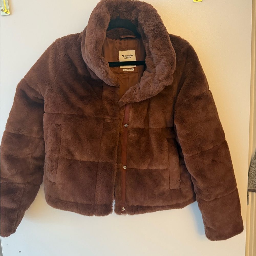 Abercrombie & Fitch Brown Faux Fur Puffer Jacket Size S